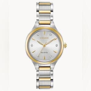 Citizen Corso Eco-drive Silver Gold Stainless Steel Watch Light Powered Analog
